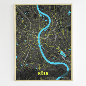 Ontwerp je eigen neon-stijl City-Map van Keulen – Maak het persoonlijk!