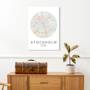 Maak jouw persoonlijke Stockholm stadskaart poster in Cirkelformaat