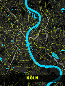 Ontwerp je eigen neon-stijl City-Map van Keulen – Maak het persoonlijk!