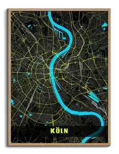 Ontwerp je eigen neon-stijl City-Map van Keulen – Maak het persoonlijk!