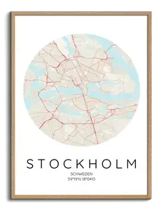 Maak jouw persoonlijke Stockholm stadskaart poster in Cirkelformaat