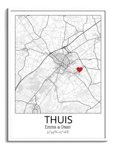 Jouw Persoonlijke Thuiskaart - Markeer Je Woonplek of Huis | Perfect Cadeau