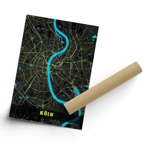Ontwerp je eigen neon-stijl City-Map van Keulen – Maak het persoonlijk!