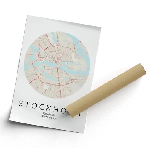 Maak jouw persoonlijke Stockholm stadskaart poster in Cirkelformaat