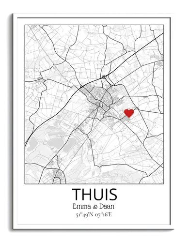 Jouw Persoonlijke Thuiskaart - Markeer Je Woonplek of Huis | Perfect Cadeau