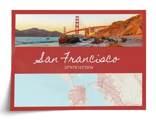 Fotokaart-stadskaart met foto & coördinaten