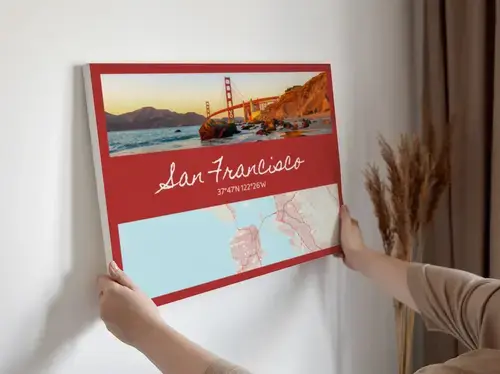 Fotokaart-stadskaart met foto & coördinaten