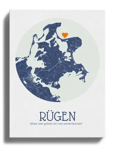 Personaliseer jouw Rügen poster: kringvorm, maritime kleuren en unieke markering!